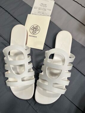 Hermes white women sandals size 39